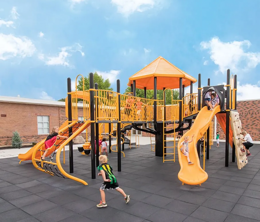 children playing on themed playground