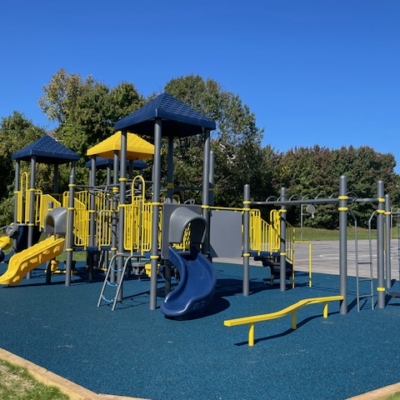 blue, yellow, and grey playground